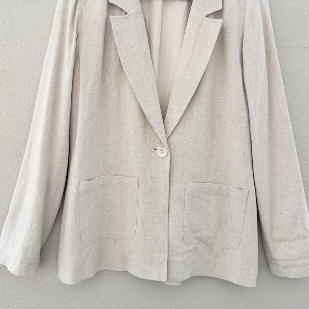 Z Supply Chateau Linen Blazer Med Beige Marled Textured Minimalist Classic Chic - Picture 10 of 14